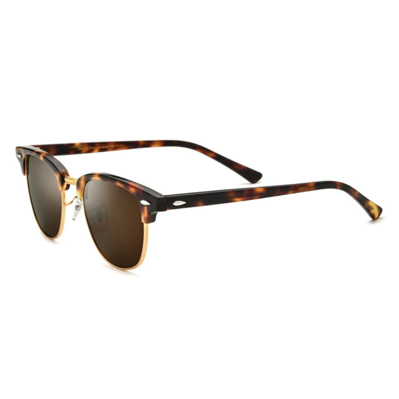 Belight Optical Classical  Half Rimless Acetate with Metal Women Men UV400 Protection with Case Oculos  Sunglasses 9171T