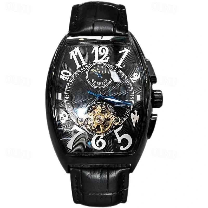 Men Mechanical Watch Luxury Large Dial Fashion Business Hollow Skeleton Automatic Self-winding Waterproof Leather Watch 2024 - US $31.99 –P5