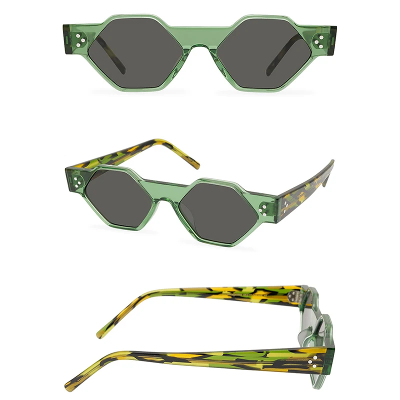 Belight Optical Colorful Matte Acetate Handmade Quality Irregular Women Men UV400 Protection with Case Oculos Sunglasses 9585