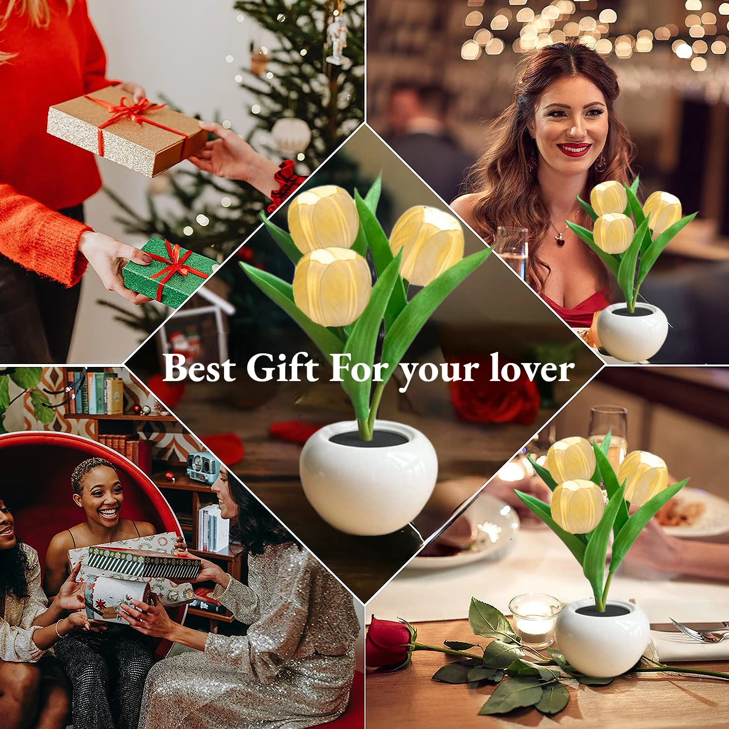 LED Tulip Table Lamp Simulation Flower Reading Light Romantic Atmosphere Desk Lamp Creative Gifts Night Light For Cafe Decor