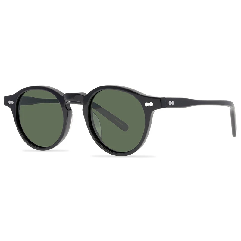 Belight Optical  Women Men UV400 Protection Round Shape Vintage Retro Acetate Rivet Trim  Sunglasses with Case Oculos MILTZEN