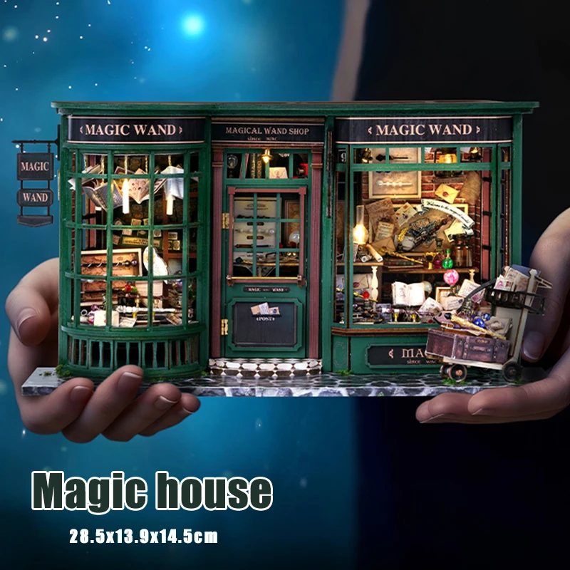 Doll House Miniatures Magic House Assembly Building Model Wooden DIY Miniature House with Furniture Doll House Kits Kid Toy Gift