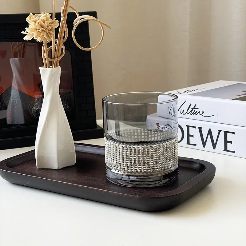 Fairy Style Niche Light Luxury Diamond Inlaid Glass Water Glass High-end Style Couple Cup Glass Wine Glass