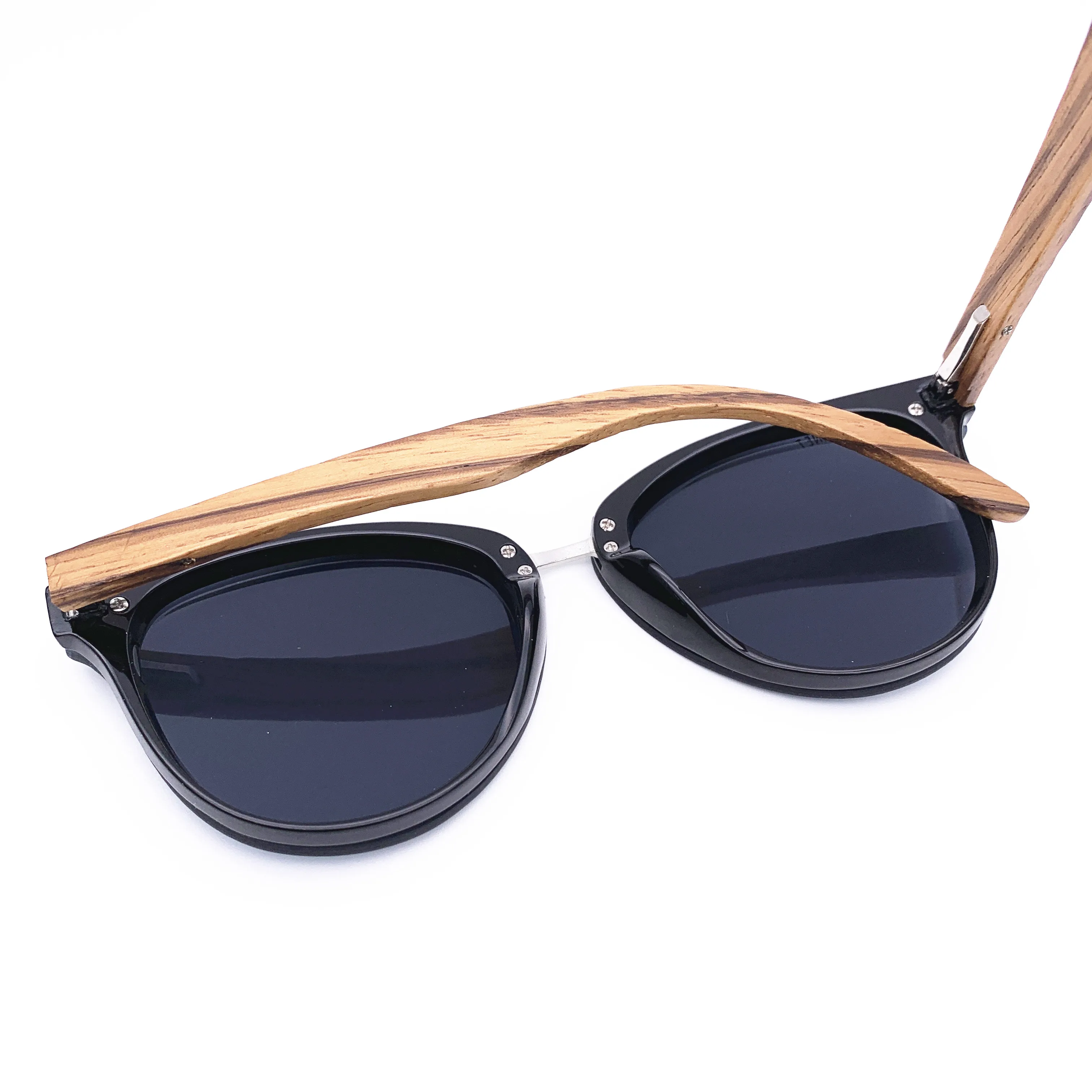 Belight Optical Rimless Bamboo Women Men Polarized Protection Round Shape Vintage Retro Sunglasses  with Case Oculos Blue Planet