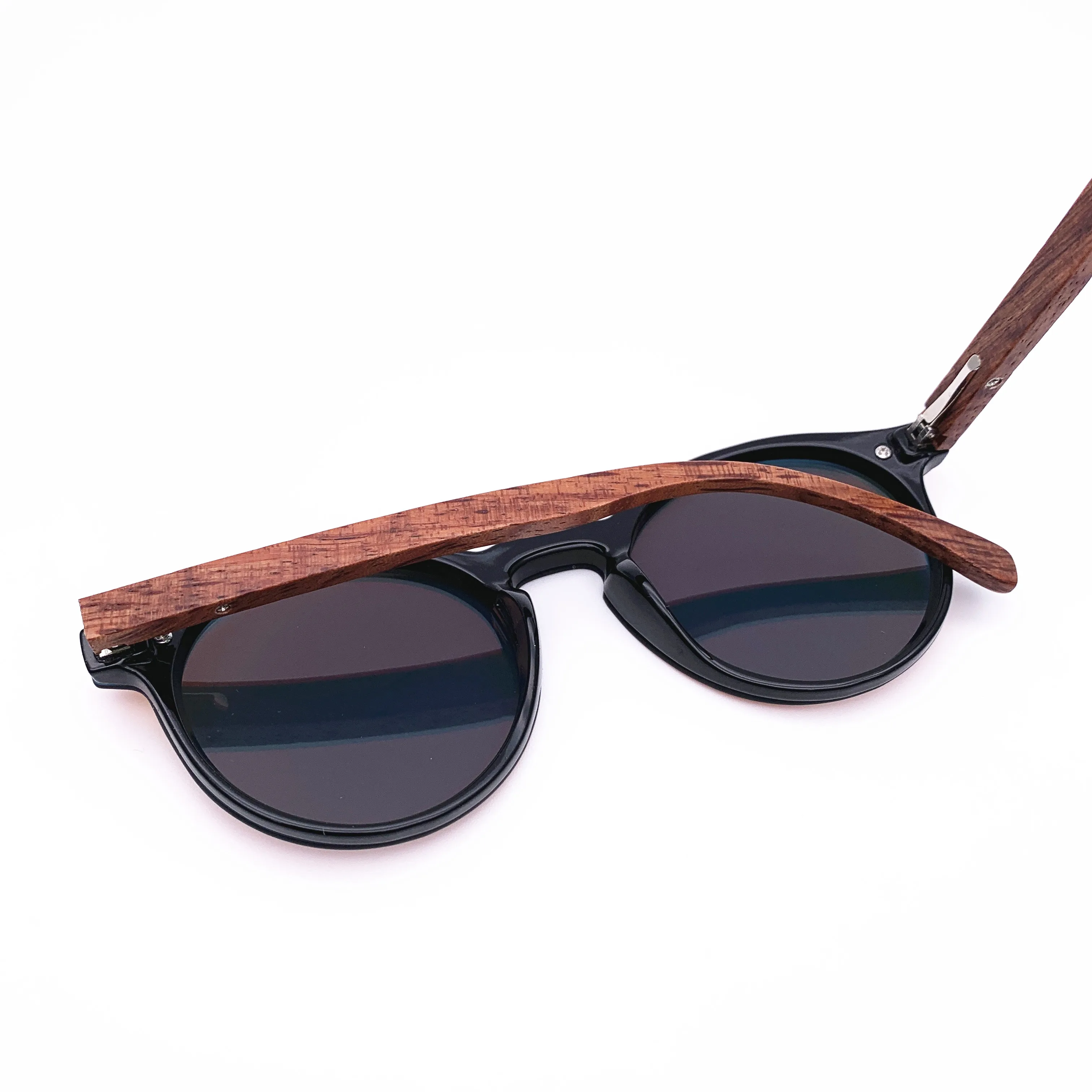 Belight Optical Rimless with Bamboo  Arm Women Men Polarized Protection Round Shape Vintage Retro Sunglasses  with Case Oculos