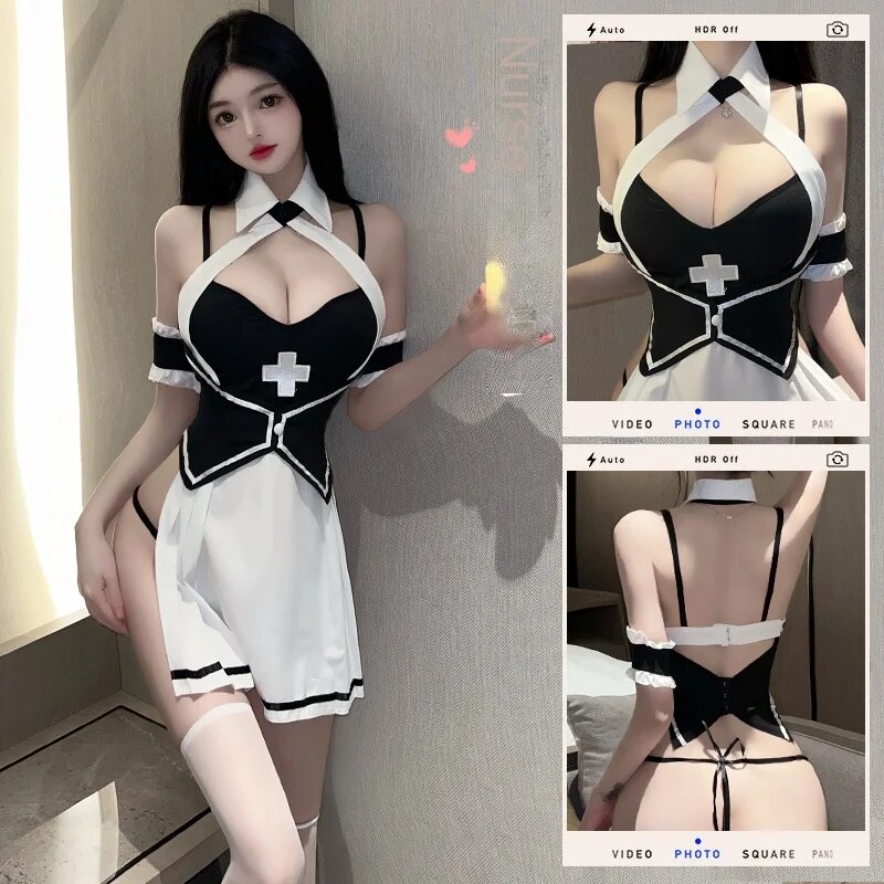 Fun Lingerie Sexy Nurse Uniform role-playing Pure Desire Bed No Take Off Exposed Underwear Fun Set Passionate Convenient