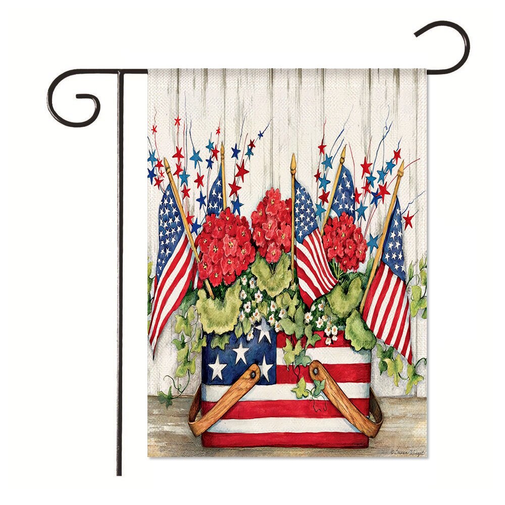 Independence Day Series Garden Flag Flowers American Flag Garden Decoration Flag 30*45CM（11.81IN*17.71IN）