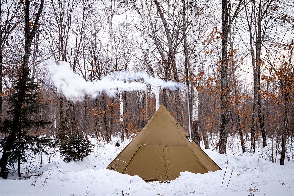 Bromance 70 teepee tent in winter