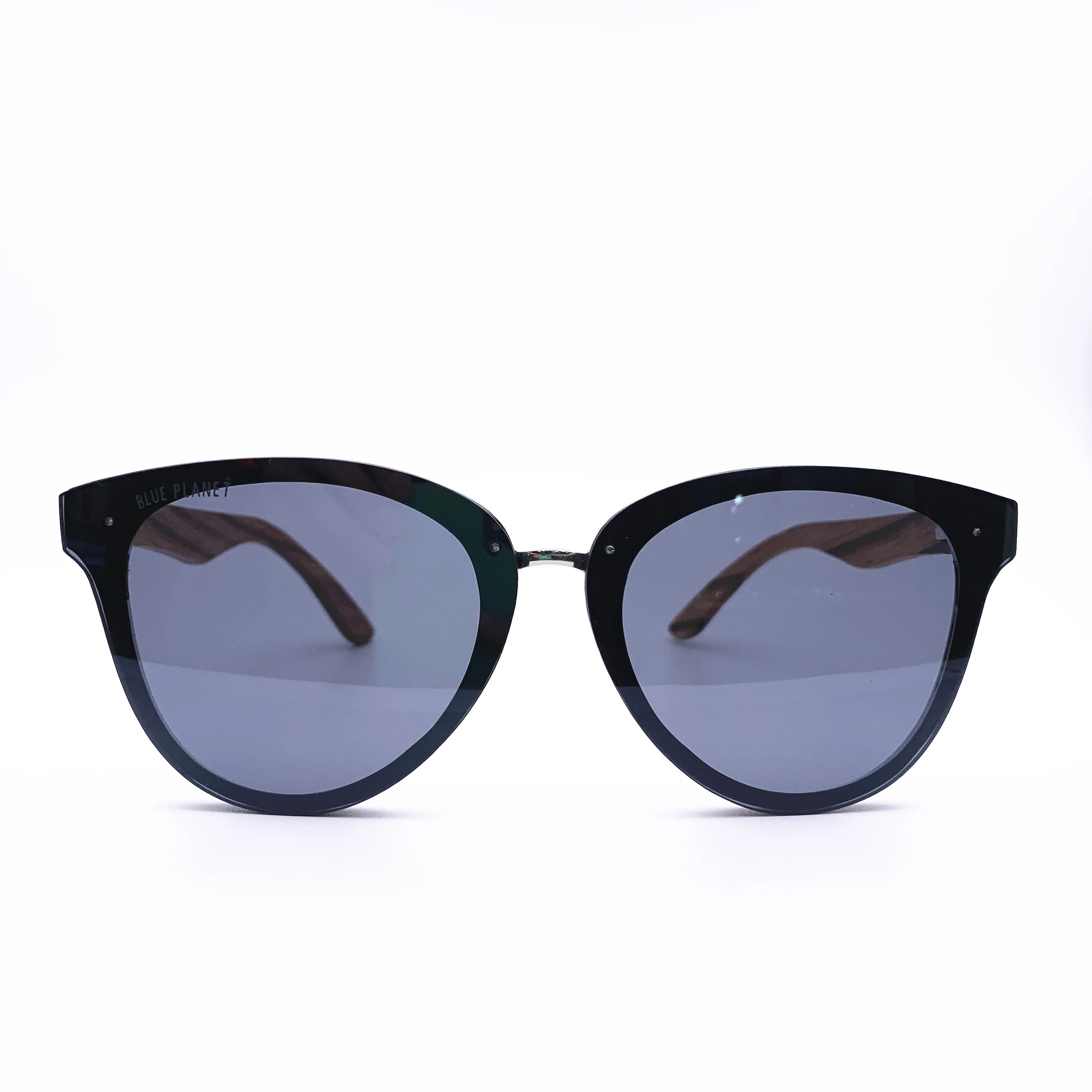 Belight Optical Rimless Bamboo Women Men Polarized Protection Round Shape Vintage Retro Sunglasses  with Case Oculos Blue Planet