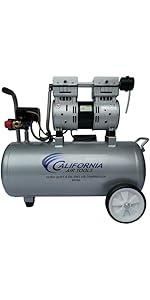 California Air Tools 8010A 1.0 HP Ultra Quiet and Oil-Free Air Compressor, 8 Gallon Aluminum Tank...