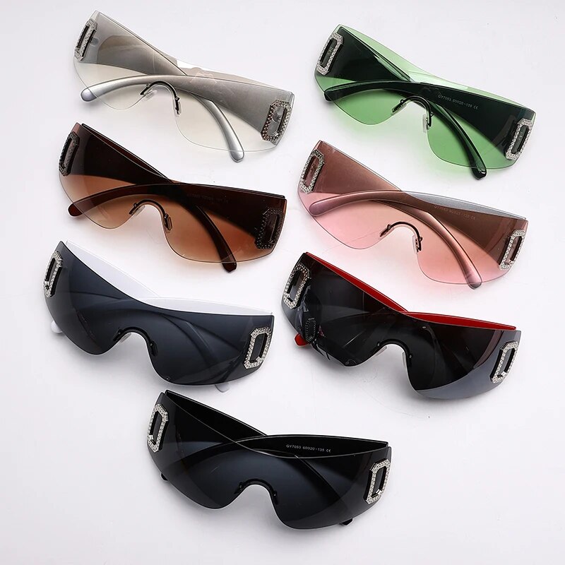 Luxury Brand Y2k Sunglasses New Women Sport Punk Sun Glasses Men Trends 2000's Shades Eyewear Goggle Lady UV Letter Eyeglasses