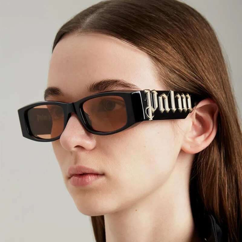 2023 New Punk Style PALM Letters Fashion Sunglasses Black Frame Ins Hip Hop Sun Glasses Unisex for Women Men