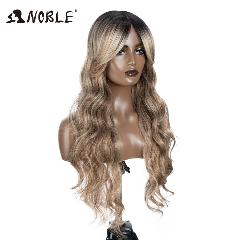 Noble Water Wave Synthetic Lace Front Wig  28 Inch Brown Wig Lace Frontal Wig Ombre Blonde Cosplay Wigs For Women Lace Front Wig