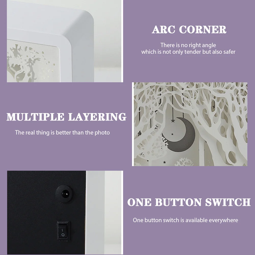LED Paper Carving Lamp Glowing Photo Frame Night Light 3D Craft Led Strip Lights Table Lamp for Living Room Bedroom Decorations