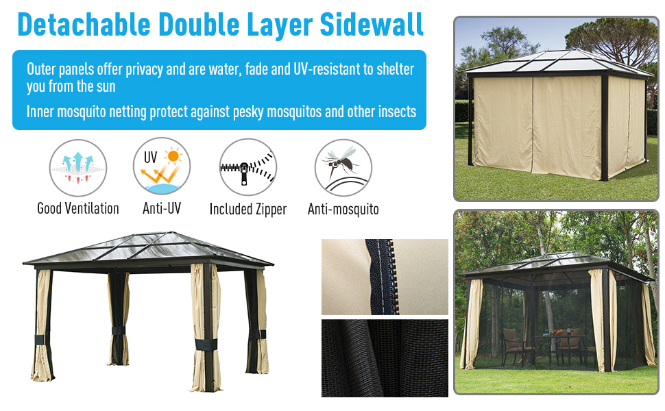 12'L x 10'W Hard Top Gazebo Canopy