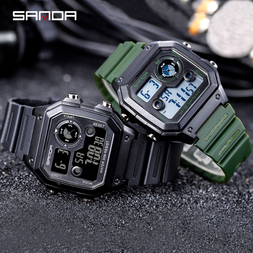 SANDA Brand Men's Watches Fashion Casual Watch for Men Sport Digital Wristwatch Waterproof Military Clock Relogio Masculino 418