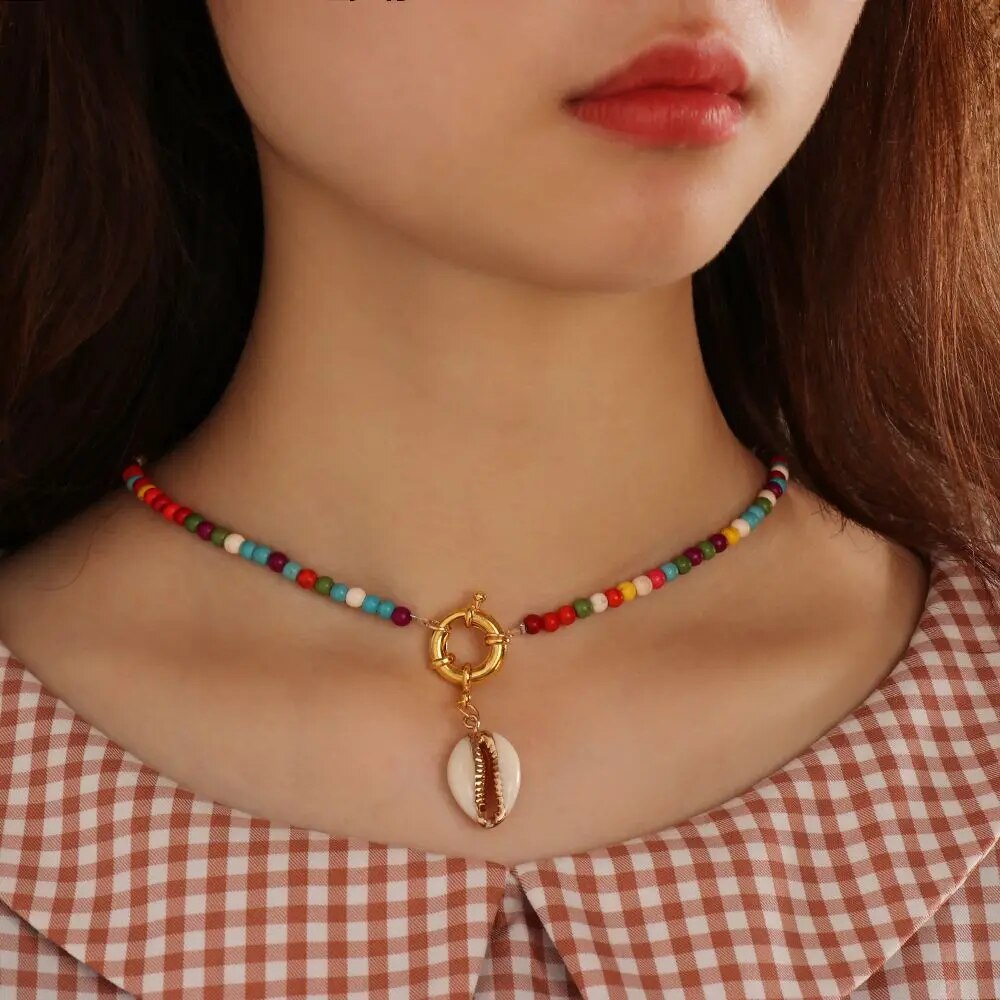 New Korean Flower Heart Beaded Necklace For Women Crystal Class Gravel Clavicle Chain Cool Y2K Choker Exquisite Fashion Jewelry