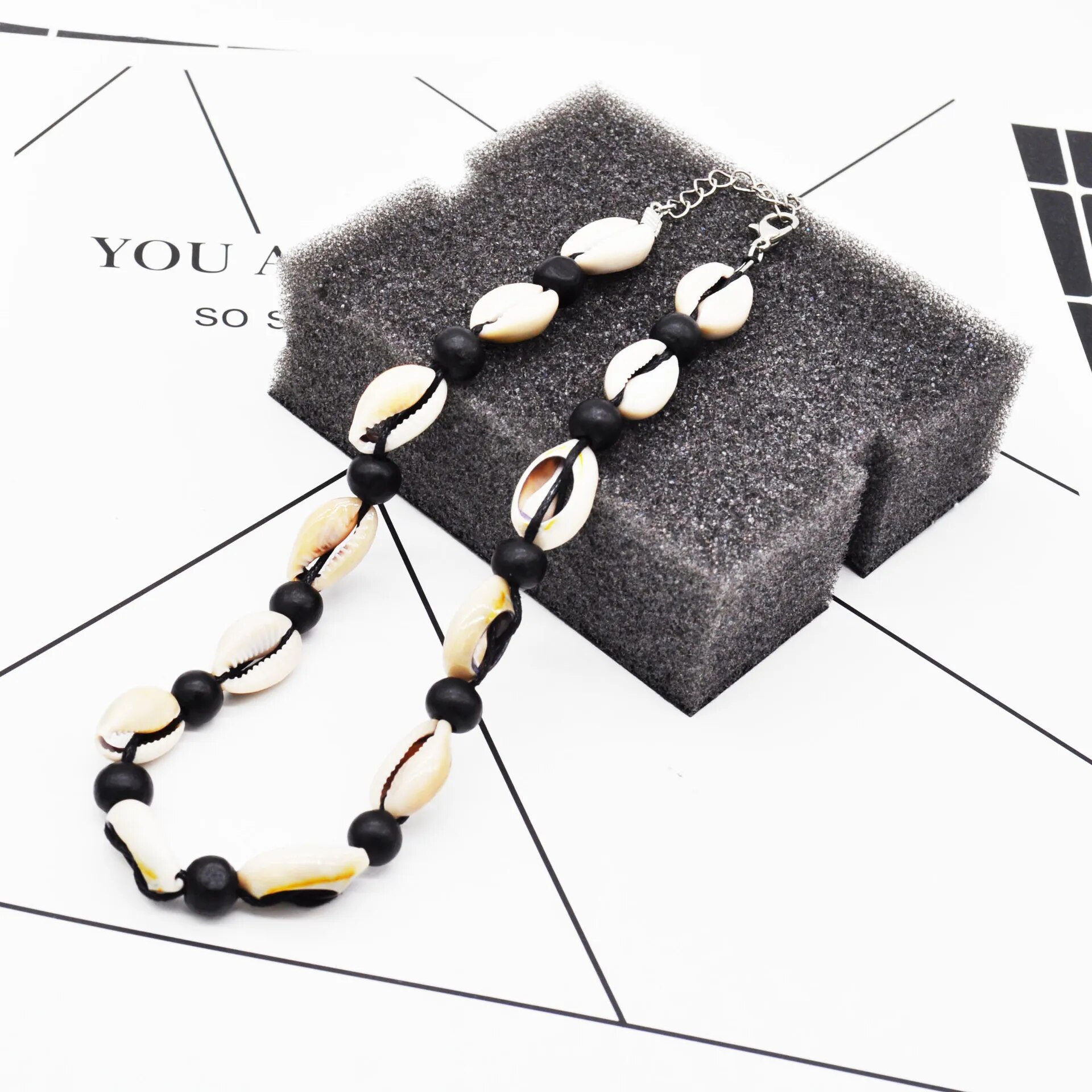 Rice bead necklace Shell Originality Personality Hand weaving Bohemia Adjustable Retro Tidal current Beaded necklace