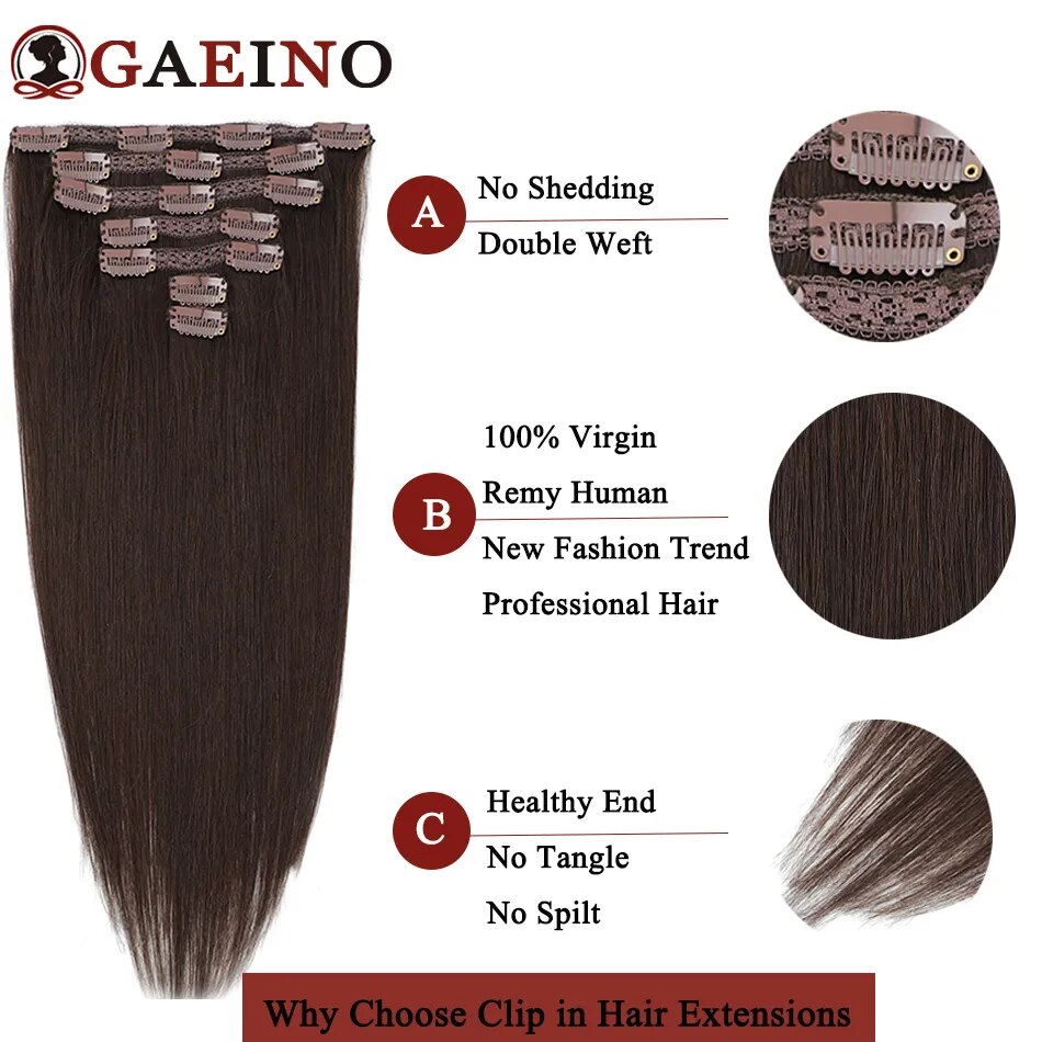 Clip In Hair Extensions Human Hair Silky Straight 7Pcs/Set 120G Light Brown Honey Blonde Hairpiece Real Hair Full Head 14-28Inch
