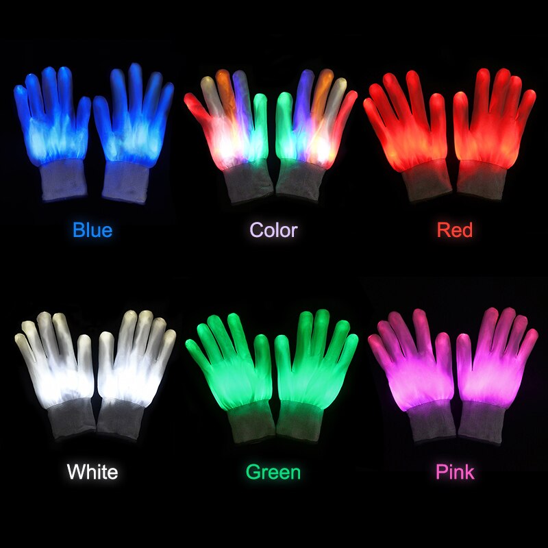 1Pair Neon Party supplies Fluorescent gloves Costume LED Light Up Hand Finger Halloween Dance Birthday Bar party Decor 