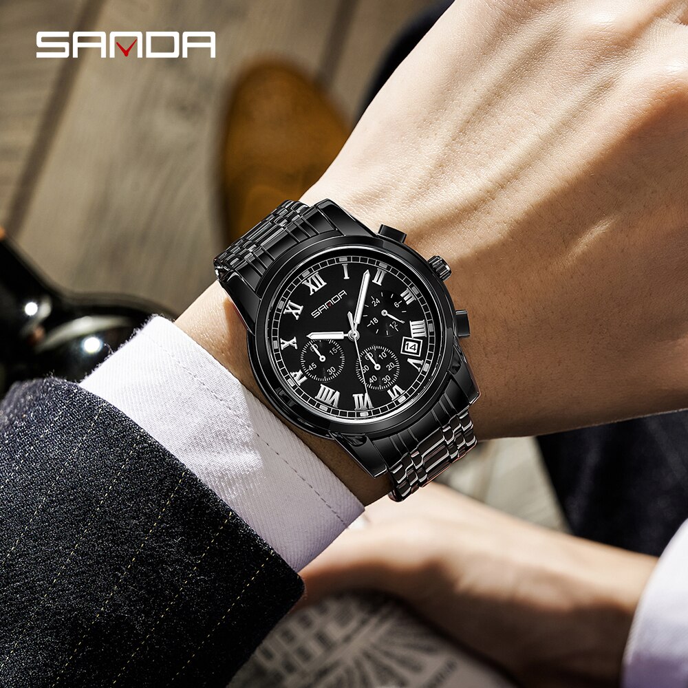 SANDA Top Brand Luxury Men's Watches Waterproof Fashion Wristwatch for Male Business Quartz Watch Clock Relogio Masculino 7003
