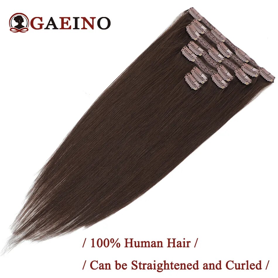 Clip In Hair Extensions Human Hair Silky Straight 7Pcs/Set 120G Light Brown Honey Blonde Hairpiece Real Hair Full Head 14-28Inch