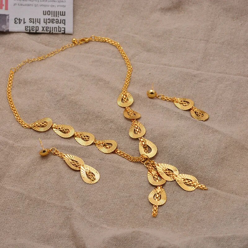 Ethiopian Dubai Fashion African Dubai Gold Color Jewelry Women African Set Nigerian Bridal Jewelry Sets