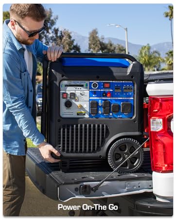 DuroMax XP9500iH Dual Fuel Digital Inverter on the back of a truck