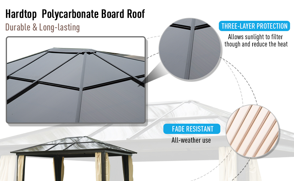 12'L x 10'W Hard Top Gazebo Canopy