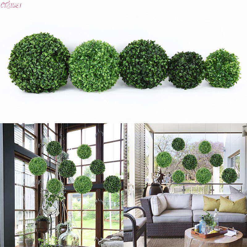 18-28cm Artificial Plant Ball Artificial Topiary Green Simulation Ball Shop Mall Supplies Wedding Party Outdoor GardenDecoration