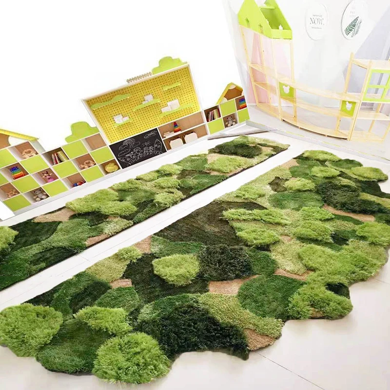 Handmade Round Carpets Imitation Moss Forest Soft Carpet Mats For Living Room Bedroom Bedside Office Rugs School Home Decor Rug