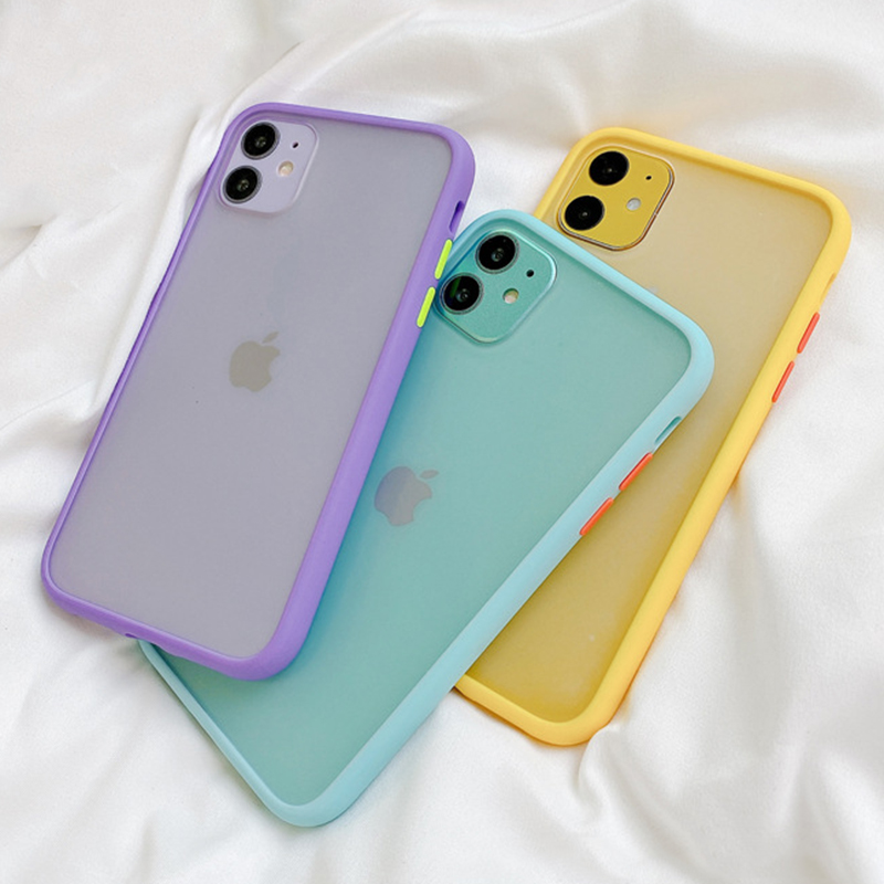 Mint Simple Matte Bumper Phone Case for iphone 11 Pro XR X XS Max 12 13 6 8 7 Plus Shockproof Soft TPU Silicone Clear Case Cover