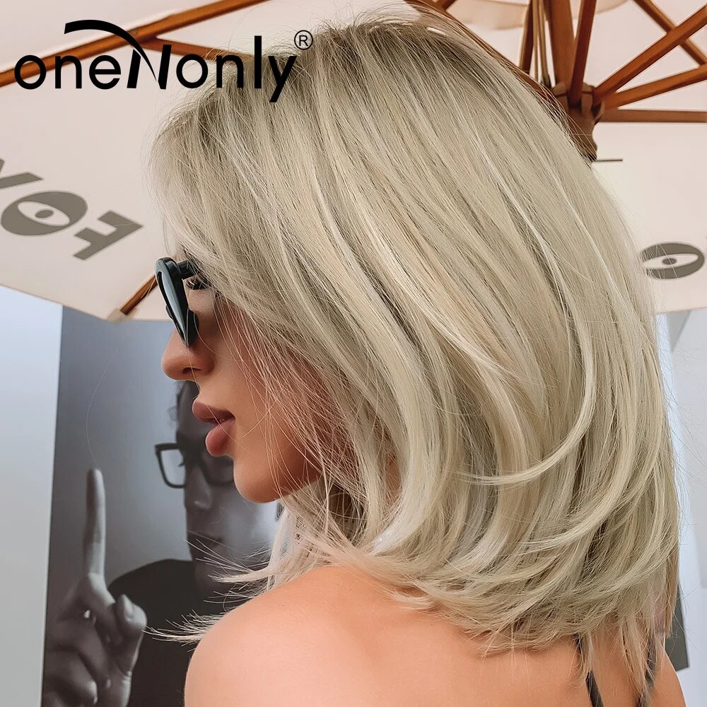 oneNonly Short Wig Bob Natural Blonde Wig Woman Wigs for Women Daily Heat Resistant Hair