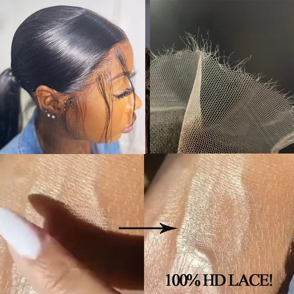 Straight Crystal Real Full HD Lace Front Wigs Silk Natural Scalp Pre Plucked 30Inch 360 Lace Frontal Human Hair Wigs Glueless