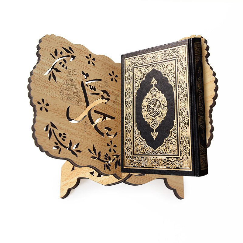 2022 Wooden Eid Al-Fitr Islamic Book Shelf Bible Frame Kuran Quran Koran Holy Book Stand Holder Rehal Islamic Home Decoration