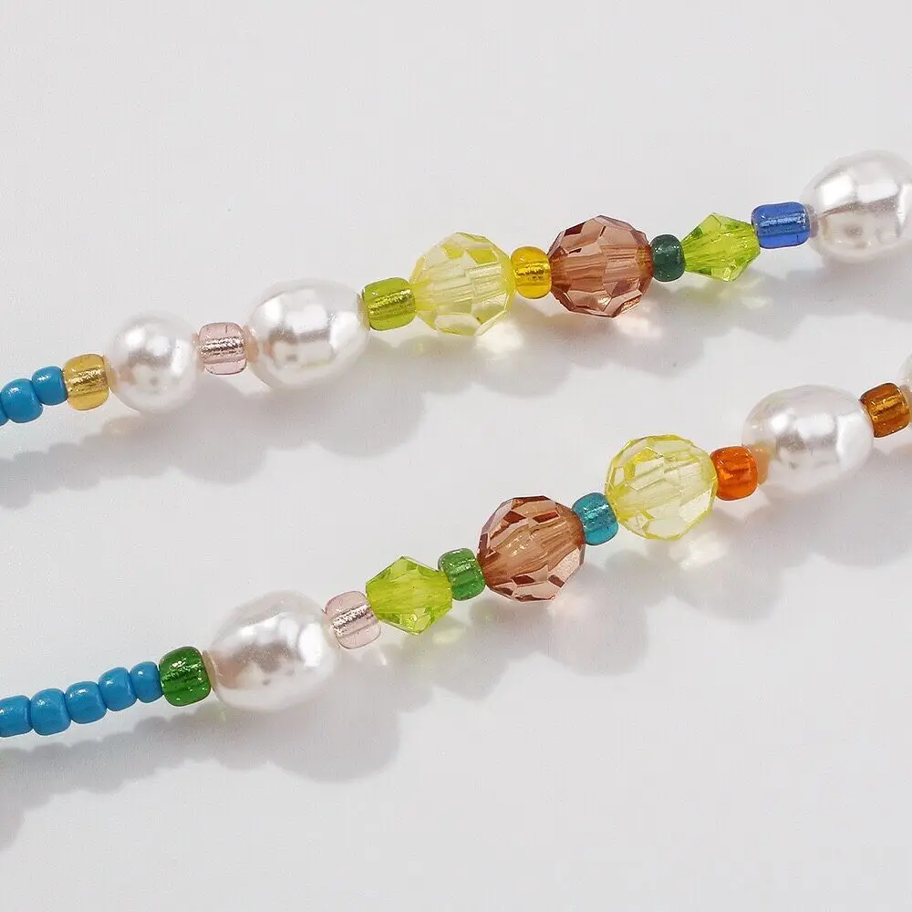 2022 new Bohemian colorful beaded handmade pearl stitching necklace exquisite temperament designed for women