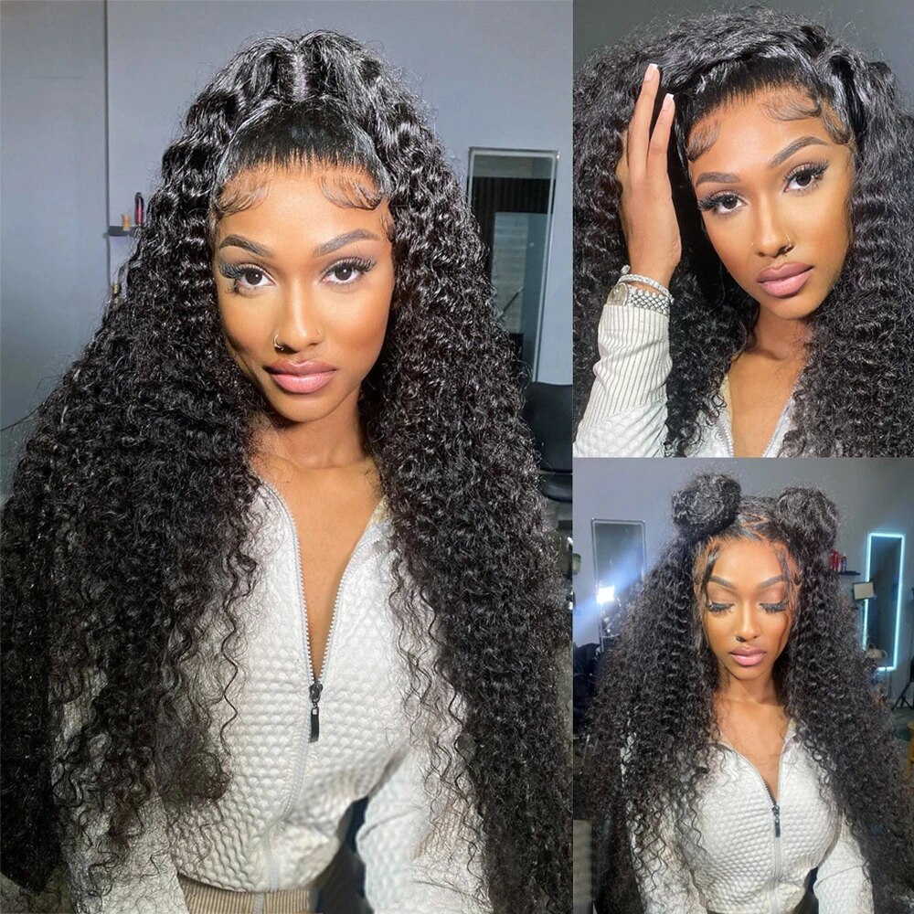 360 Glueless Full Lace Wig Curly Human Hair Wigs 36 Inch 13x6 HD Lace Frontal Wigs For Women Water Wave Transparent Preplucked