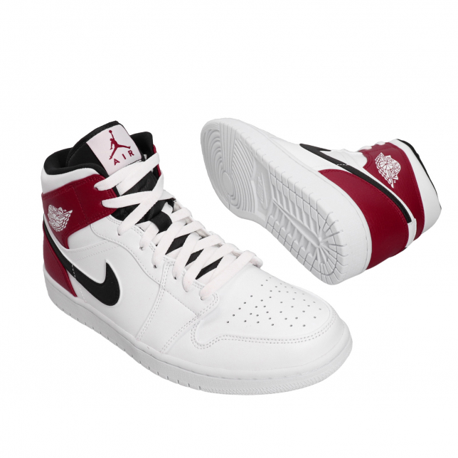 Air Jordan 1 Mid White Black Gym Red 554724116