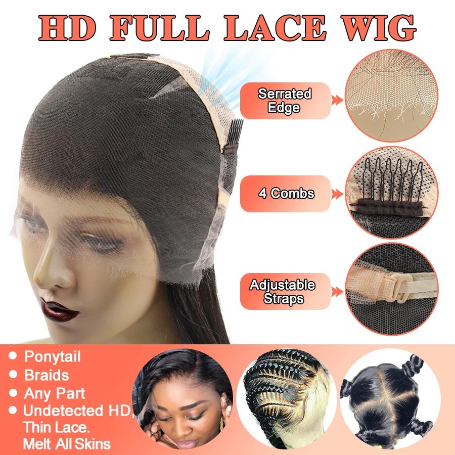 BEEOS 34in Real HD Full Lace Wig Silky Straight Braided Wigs Natural Pre plucked Lace Frontal Human Hair Wigs For Women Skinlike