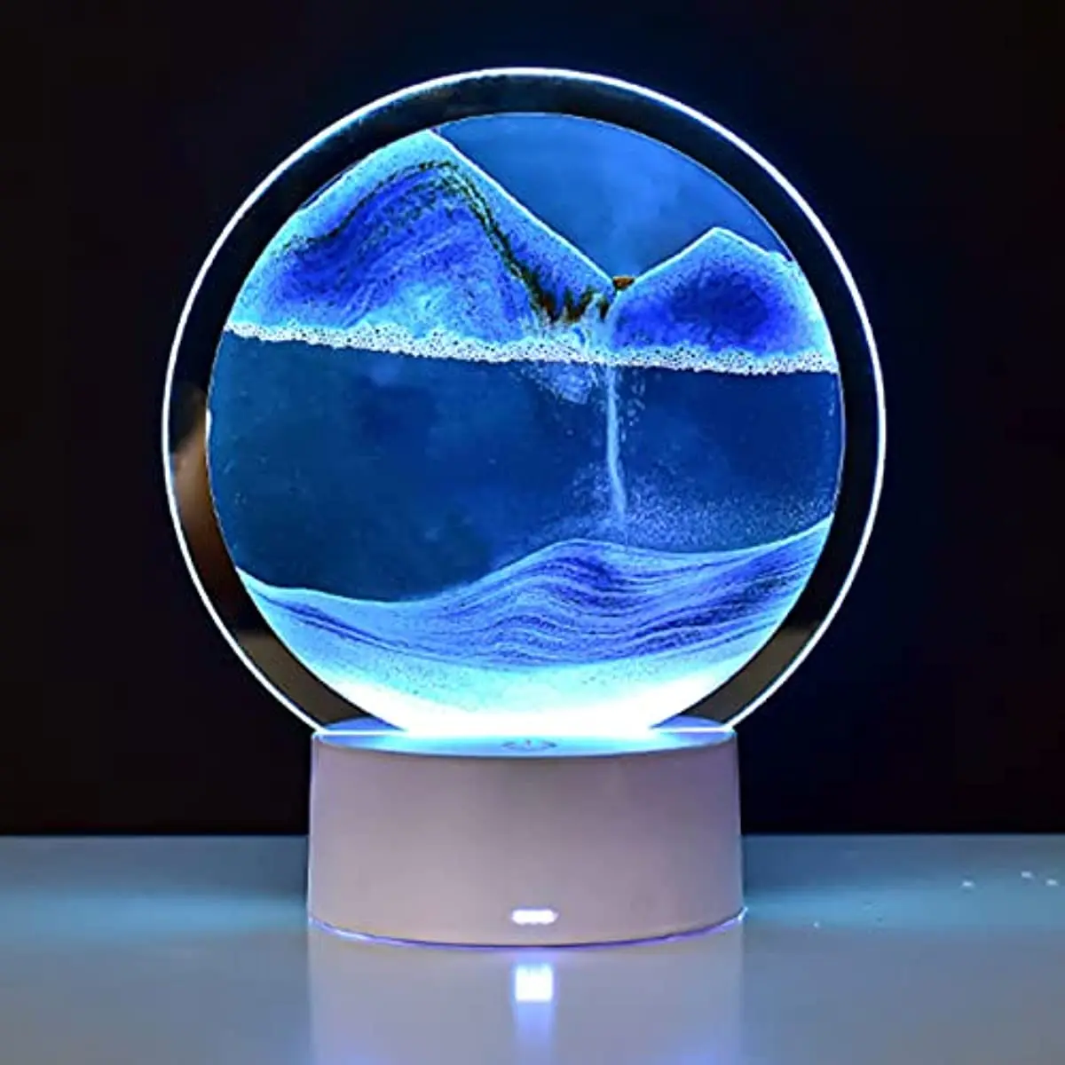 Dynamic Art Sand Painting Night Light, RGB Color Changing Moving Sand Art Night Light, Touch Control LED Decorative Night Lamp
