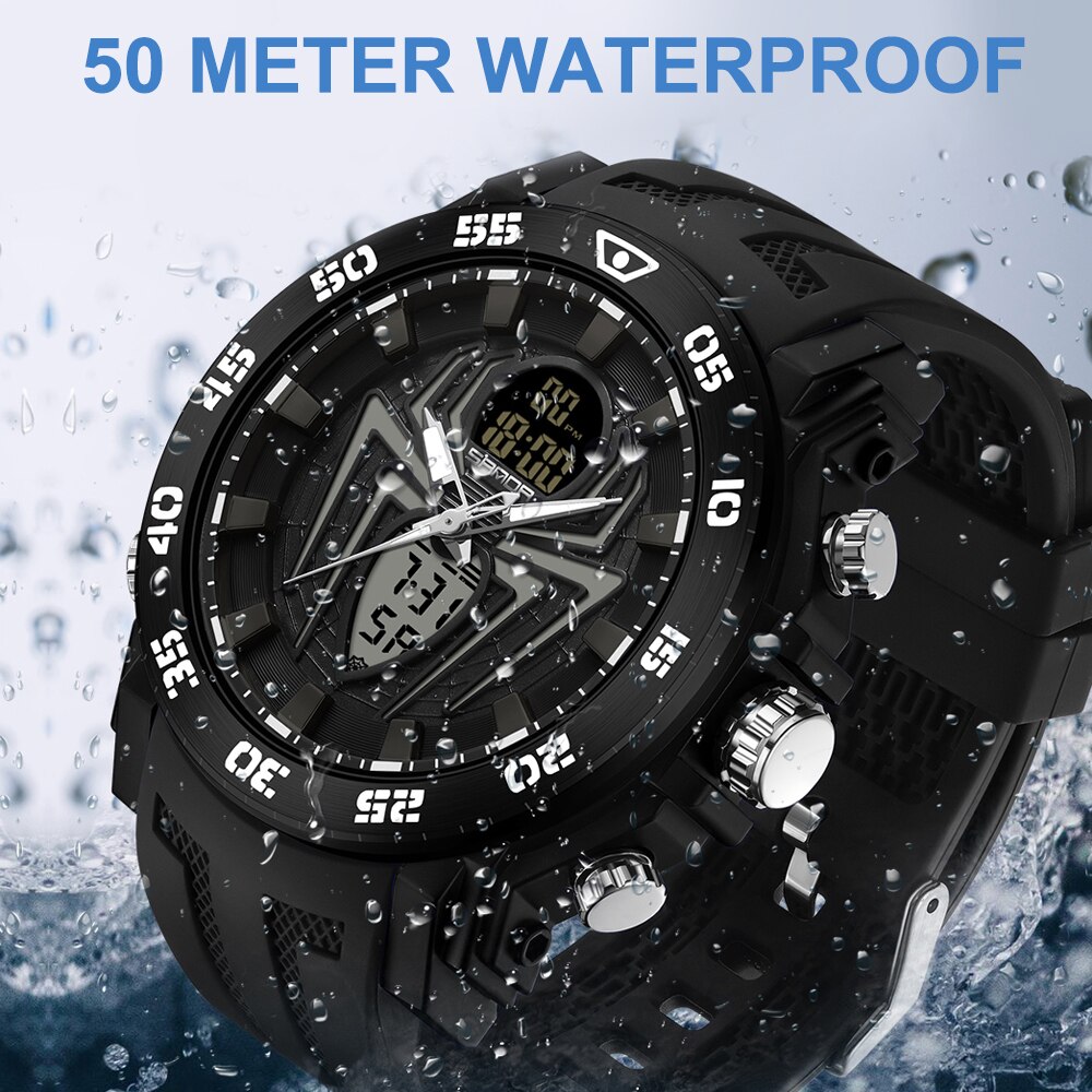 SANDA Men's Watches Sport Military Quartz Watch 50M Waterproof Wristwatch for Male  Clock Stopwatch Relogios Masculino 6111