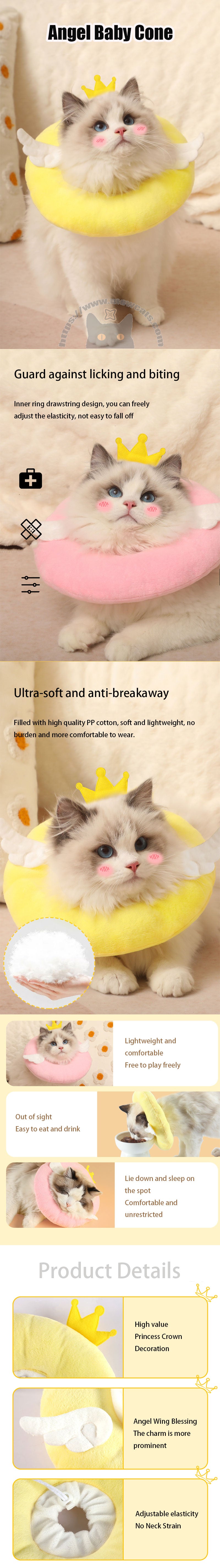 Angel Cat Cone Collar 2 Color Headgear