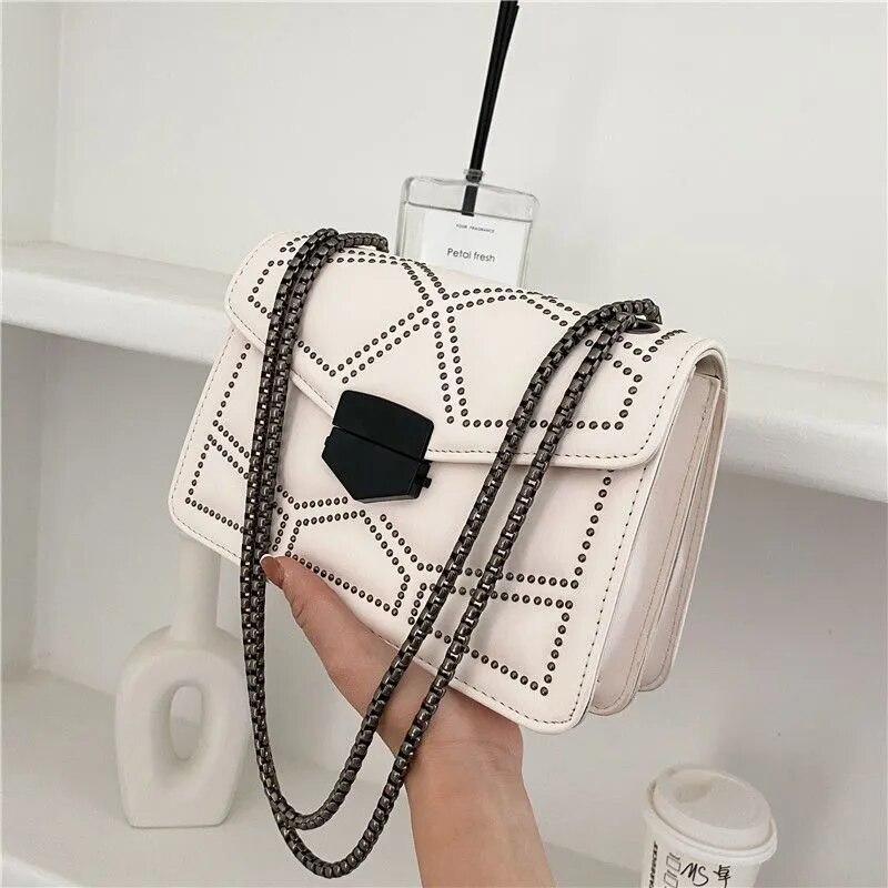 Rivet Chain Small Crossbody Bags For Women 2022 Shoulder Messenger Bag Lady Luxury Handbags