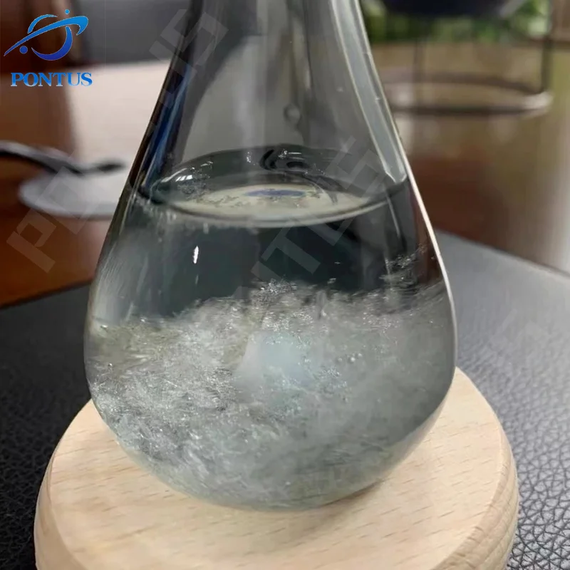 Anderson Cat Weather Forecast Bottle Predictor Monitor Glass Storm Bottle with Wooden Base Desktop Ornaments Room Decor Gifts