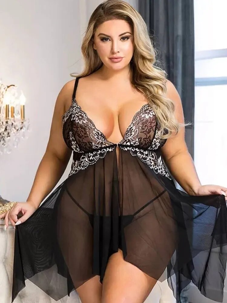 6 Colors Sexy Mujer Lace Shine Transparent Nightdress Women Plus Size Sleeveless Porno Sex Underwear Dress Babydoll Costgumes
