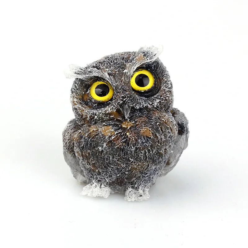 1PC Natural Crystal Stone Gravel Owl Animal Crafts Hand Made DIY Resin Table Decor Home Decor Collect Gifts Small Figurines
