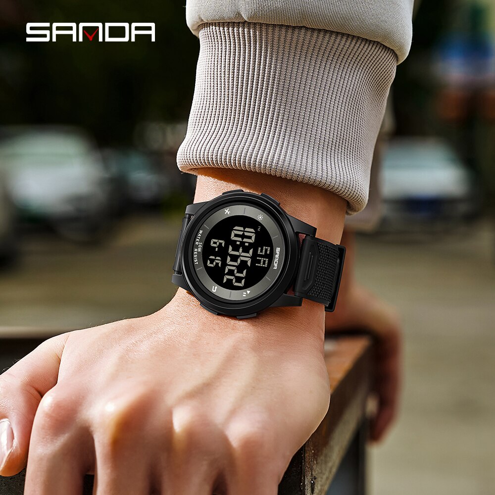 SANDA 2023 New Men's Watches 10mm Super Slim Electronic LED Digital Watches for Male Clock Wristwatch Relogio Masculino 6107