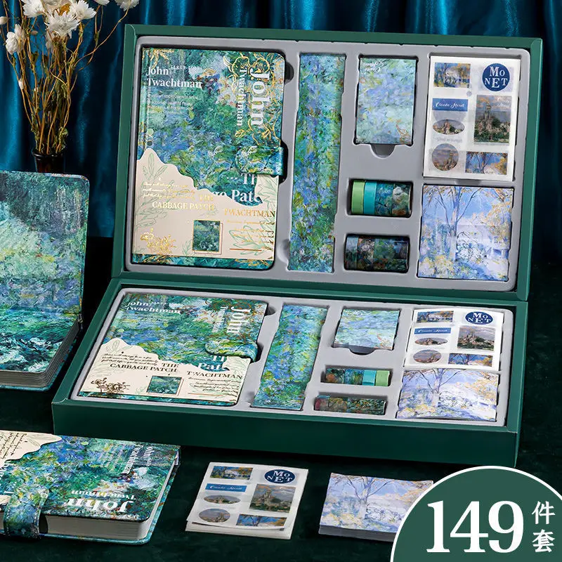 Oil Painting Notebook Gift Box Set Hardcover Magnetic Buckle Notebook Diary Book for Journals Planner Kawaii Stationery