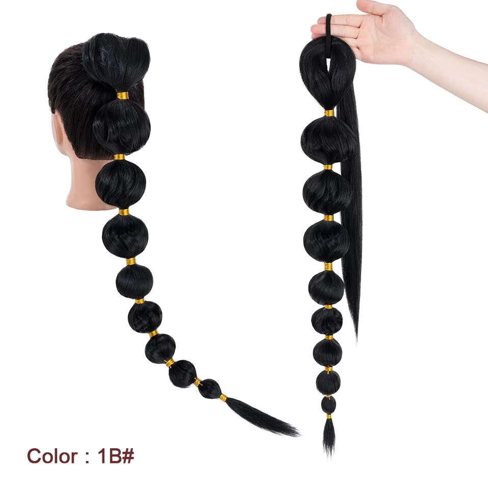 Benehair Synthetic 34inch Long Bubble Ponytail for Women Warp Around Ponytail Hair Extension Puff Braided Ponytail Extension