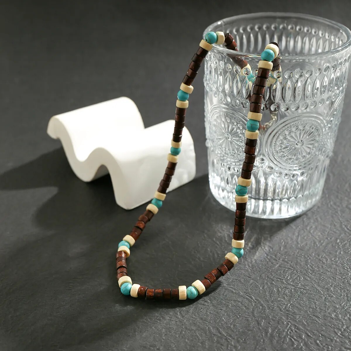 Trendy Small Wood Beads Necklace Men Vintage Short Beaded Chain Choker Necklaces 2023 Fashion Jewelry Collar on Neck Accessories